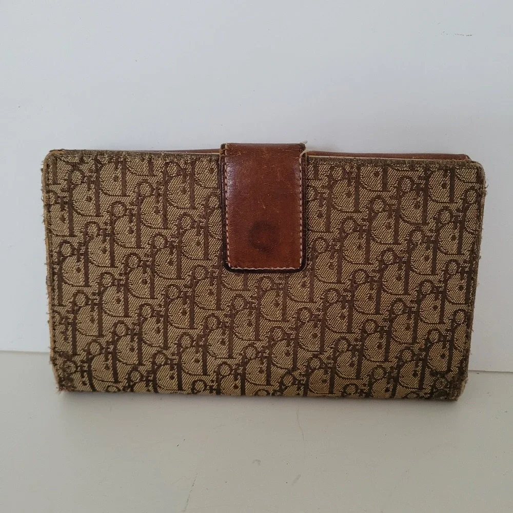Christian Dior Vintage Trotter Monogram Wallet Brown Leather BM-0012